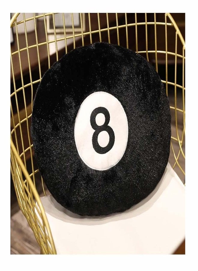 Cyprinus Carpio Emulation Black Billiards 8 Ball Stuffed Pillow, Soft Round Sleeping Cushion for Home Bed Sofa Couch Decor (1, 14 * 14 Inch) - Image 1