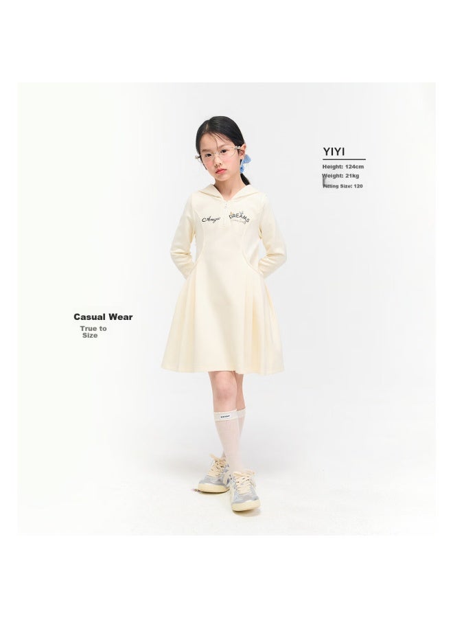 Yuanyuan Princess Girls' Dress  Spring Autumn New Children's Sweet Waist-slimming Hooded Knit Dress Long Sleeve T-shirt Dress - Image 3