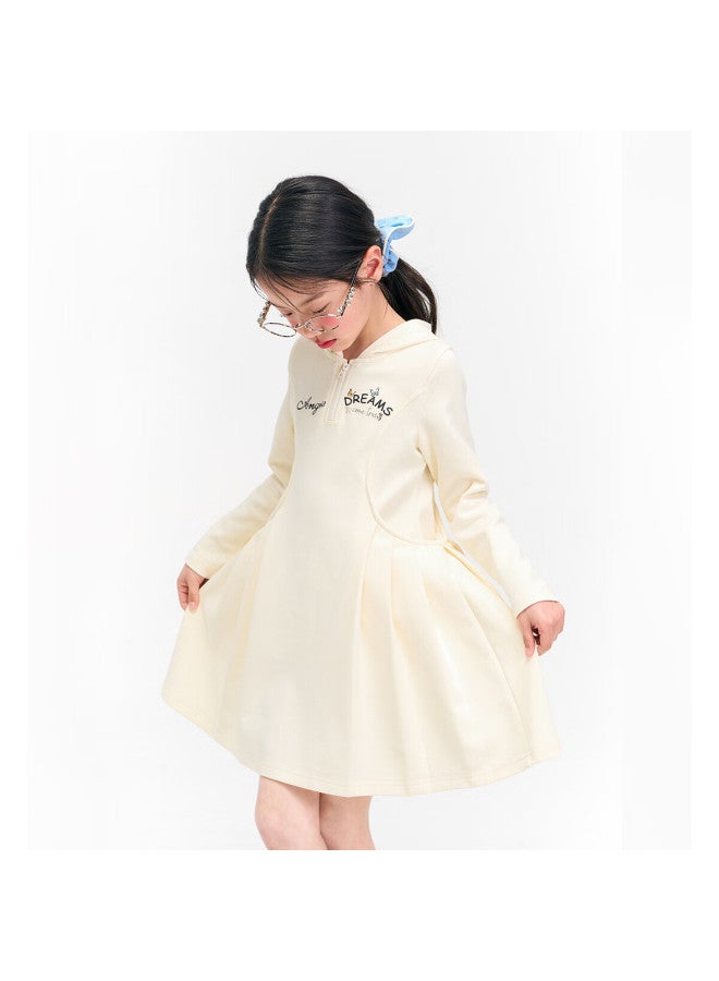 Yuanyuan Princess Girls' Dress  Spring Autumn New Children's Sweet Waist-slimming Hooded Knit Dress Long Sleeve T-shirt Dress - Image 1
