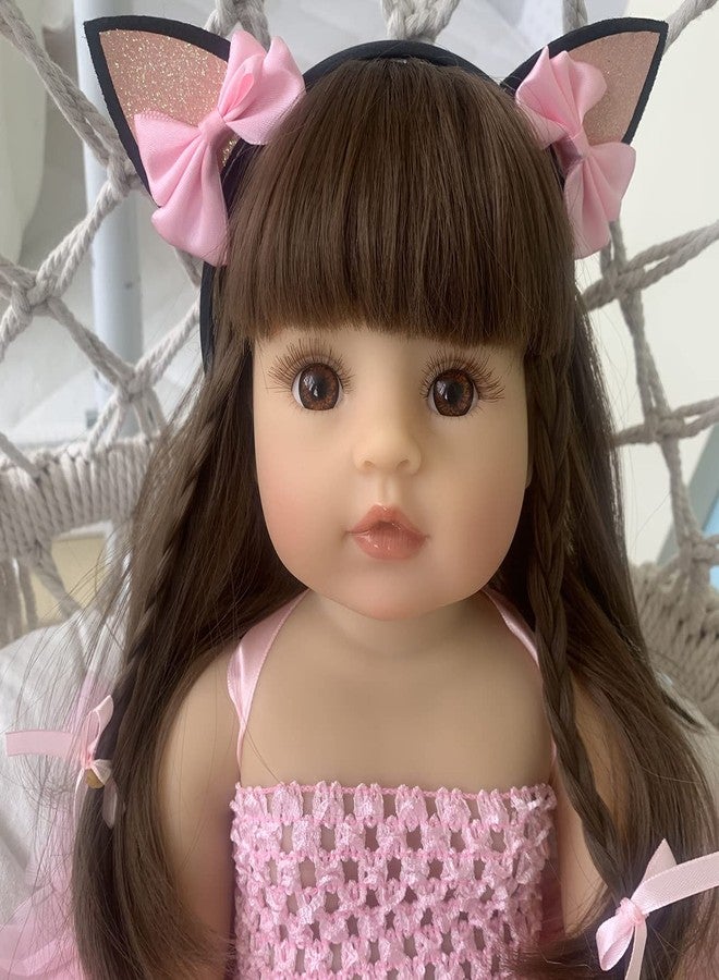 Wamdoll دمية وامدول مقاس 22 بوصة (55 سم) ذات وجه جميل واقعي بحجم طفلة حديثة الولادة، مصنوعة من السيليكون والفينيل، جسم كامل، مناسبة لأعياد ميلاد الأطفال. - Image 4