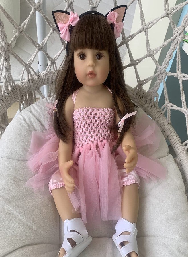 Wamdoll دمية وامدول مقاس 22 بوصة (55 سم) ذات وجه جميل واقعي بحجم طفلة حديثة الولادة، مصنوعة من السيليكون والفينيل، جسم كامل، مناسبة لأعياد ميلاد الأطفال. - Image 3