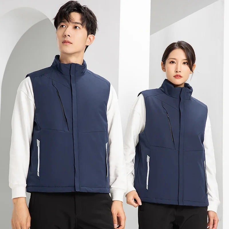 New Winter Stand-Up Collar Warm Casual Vest For Men And Women, Warm Outdoor Windproof And Waterproof Soft Shell Vest - Image 3