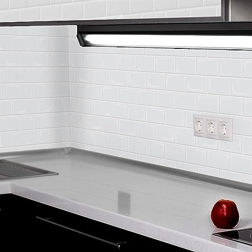 WALPLUS 40-Sheets Peel and Stick Backsplash Tiles 12" x 6" for Kitchen and Bathroom - Self Adhesive Removable Wall Tiles - Pure White - Image 3
