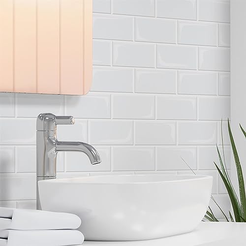 WALPLUS 40-Sheets Peel and Stick Backsplash Tiles 12" x 6" for Kitchen and Bathroom - Self Adhesive Removable Wall Tiles - Pure White - Image 4