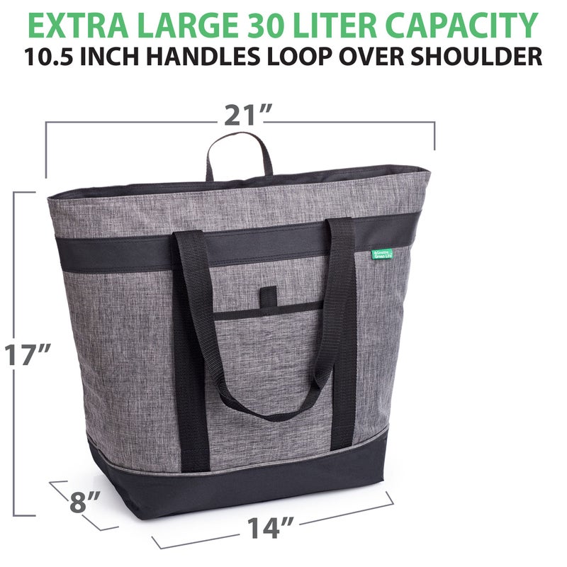 Creative Green Life Jumbo Insulated Cooler Bag (Charcoal) with HD Thermal Insulation - Premium, Collapsible Soft Cooler Makes a Perfect Insulated Grocery Bag, Food Delivery Bag, Travel Bag, Beach or Picnic Bags - Image 3