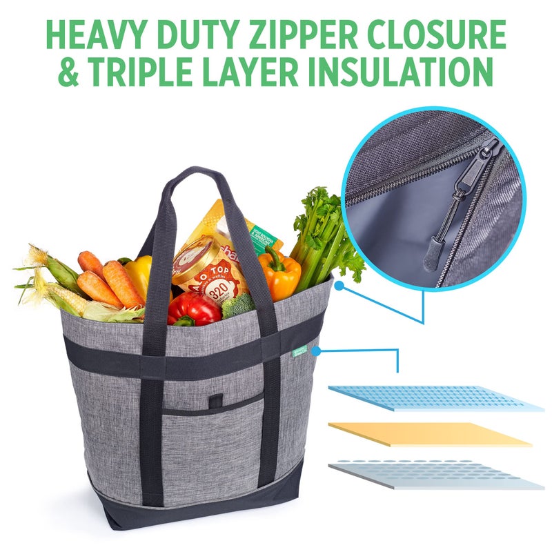 Creative Green Life Jumbo Insulated Cooler Bag (Charcoal) with HD Thermal Insulation - Premium, Collapsible Soft Cooler Makes a Perfect Insulated Grocery Bag, Food Delivery Bag, Travel Bag, Beach or Picnic Bags - Image 5