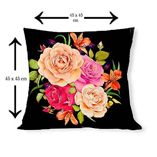 IM FAB IMFAB Black Printed Canvas Cotton Cushion Cover (18X18 inches, Design 2) - Image 4