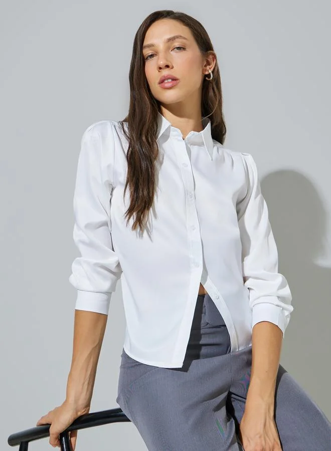 ستايلي White Long Sleeve Button-Up Shirt