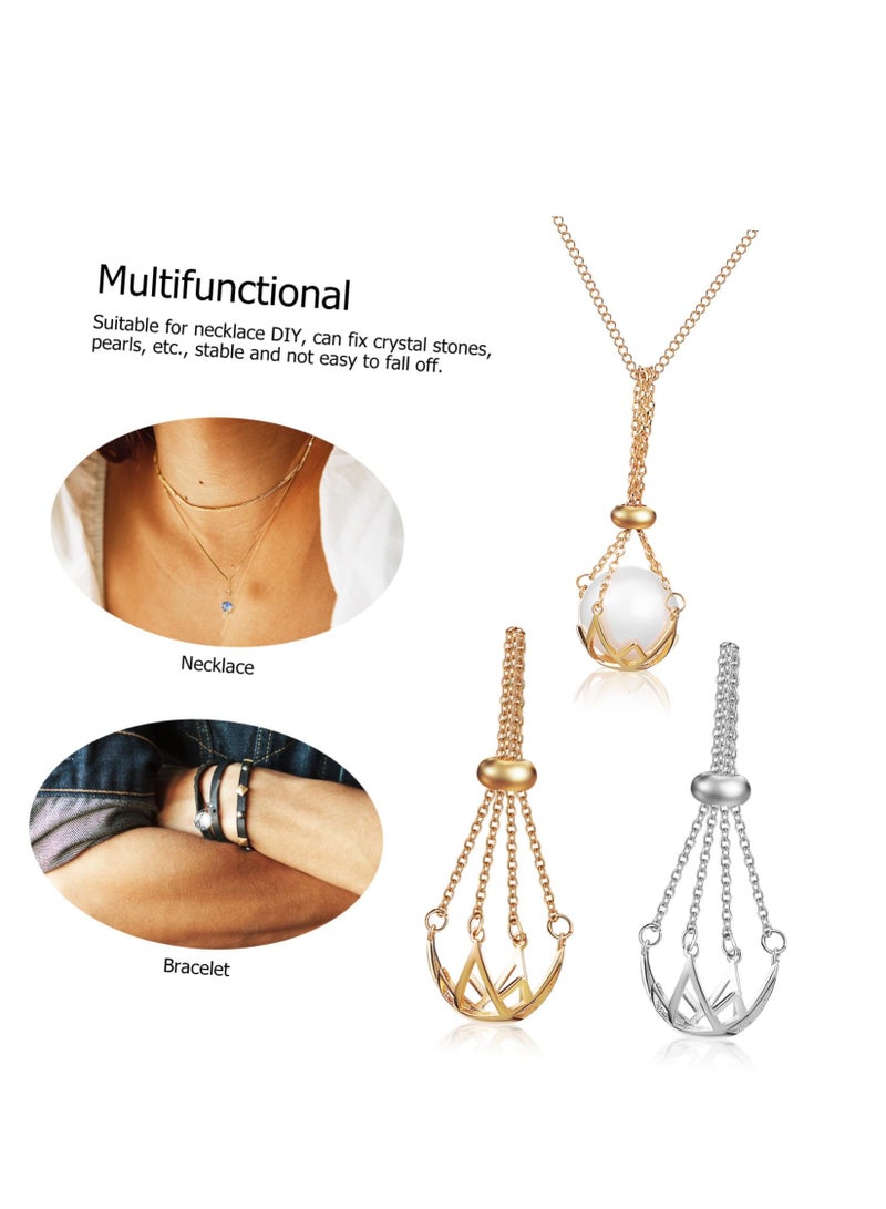 KASTWAVE 2 Pcs Mesh pearl beads Cage Necklace For Crystals necklace hollow out accessories for pearl beads necklace cord Holder Necklace Accessory Accessories bead holder Empty support - Image 2