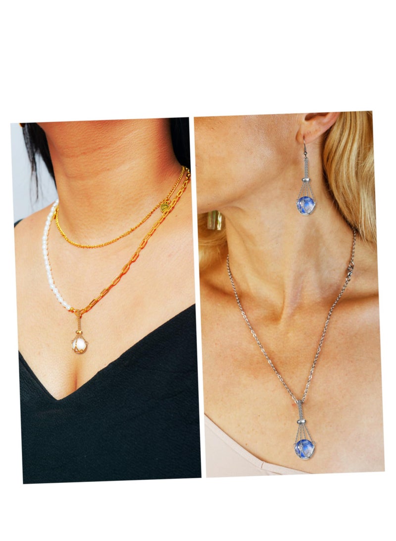 KASTWAVE 2 Pcs Mesh pearl beads Cage Necklace For Crystals necklace hollow out accessories for pearl beads necklace cord Holder Necklace Accessory Accessories bead holder Empty support - Image 5