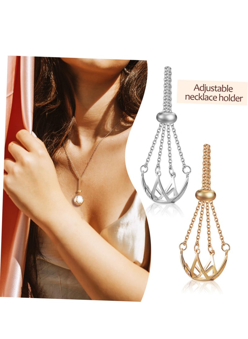 KASTWAVE 2 Pcs Mesh pearl beads Cage Necklace For Crystals necklace hollow out accessories for pearl beads necklace cord Holder Necklace Accessory Accessories bead holder Empty support - Image 3