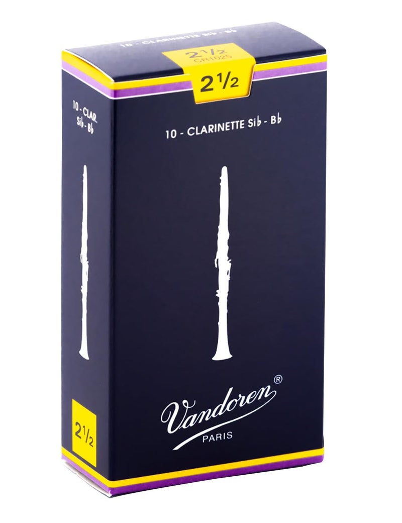 Vandoren CR1025 Bb Clarinet Traditional Reeds Strength 2.5; Box of 10 - Image 1