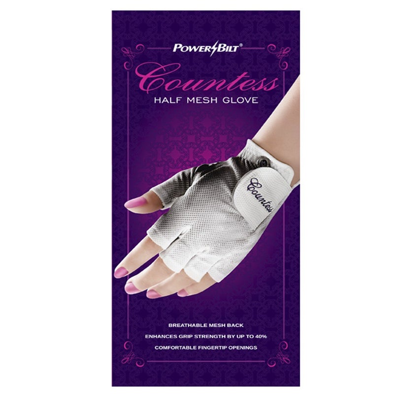 Powerbilt Ladies Countess Half Finger Golf Glove, Womenâ€™s Left Hand Large (for Right-Handed Golfer), White - Image 3