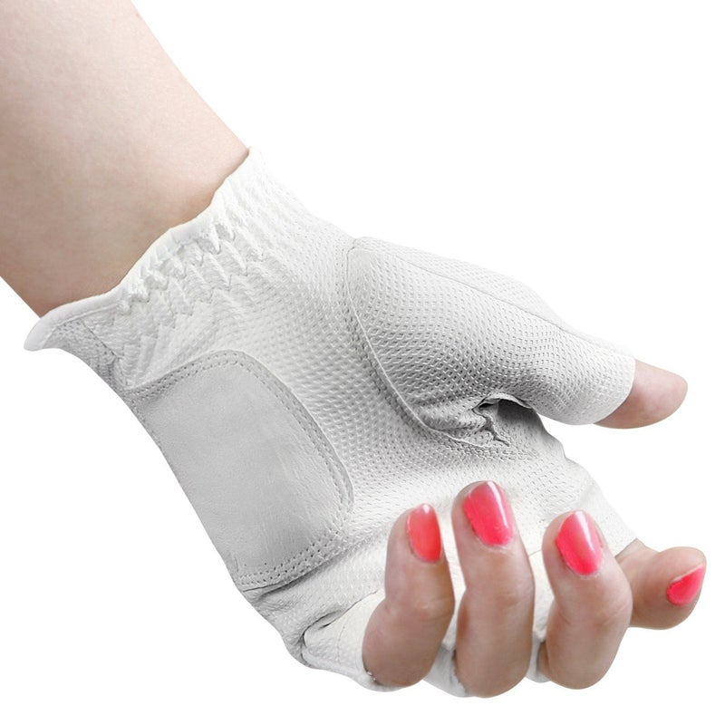 Powerbilt Ladies Countess Half Finger Golf Glove, Womenâ€™s Left Hand Large (for Right-Handed Golfer), White - Image 2