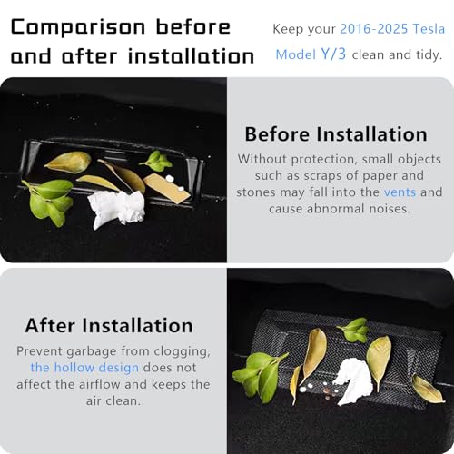 CYBERBEANS 2Pcs for Tesla Model 3/Y Backseat Air Vent Cover 2017-2025/2026 Juniper/Highland Accessories,Rear Under Seat Air Grille Condition Outlet Protector with Upgraded Mesh Cloth & Velcro - Image 3
