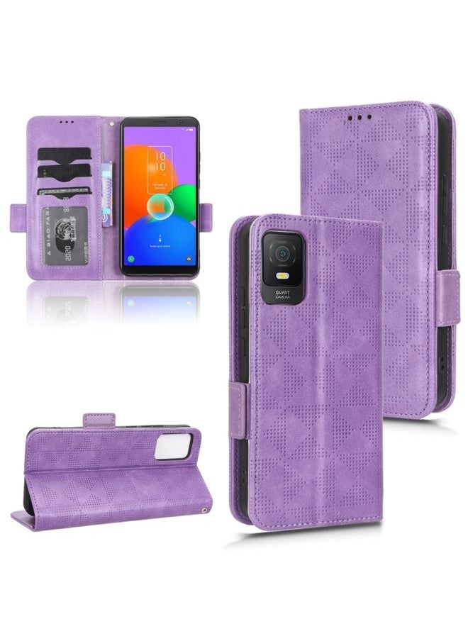 Generic - Case Cover For TCL 403 Symmetrical Triangle Leather Phone Case Purple - Image 1