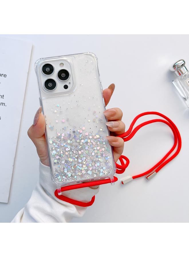 Zaboon Case For iPhone 12 mini Lanyard Glitter Epoxy Clear Phone Case - Image 1