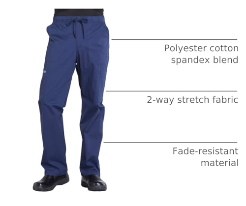 Cherokee Scrubs for Men Tapered Leg Cargo Scrub Pants with Zip Fly, 5 Pockets Elastic Waist 2-Way Stretch & Easy Care - WW190, L, Navy - Image 4
