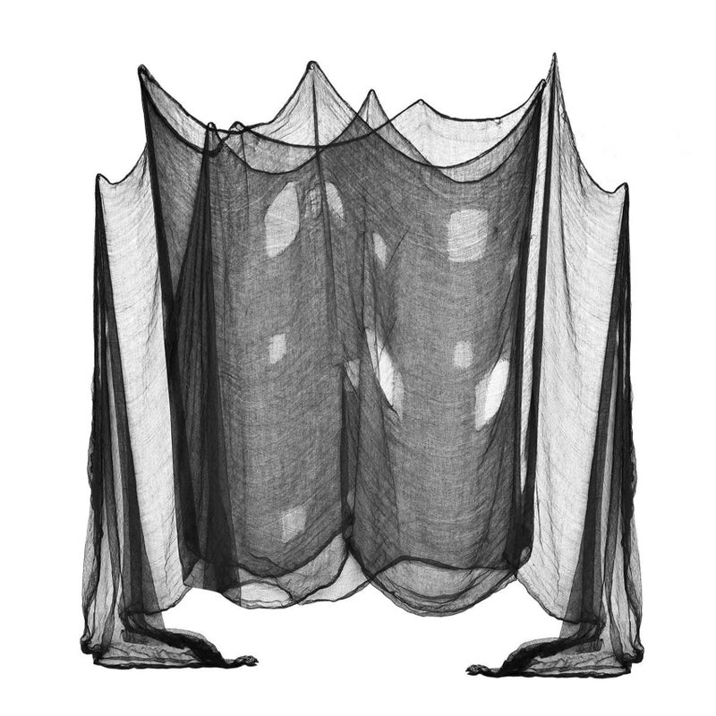 48 x 240 in Halloween Creepy Cloth DealKits Spooky Giant Cheese Cloth Tapestry for Halloween Party Supplies Decorations Outdoor Yard Home Wall Decor Black