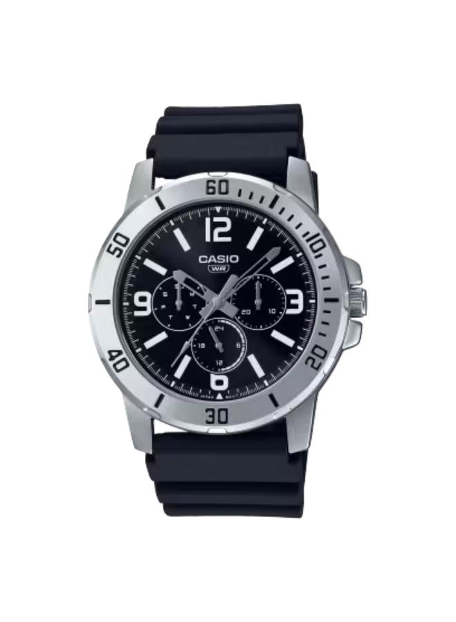 ساعة يد رجالية بعقارب وسوار راتنج أسود