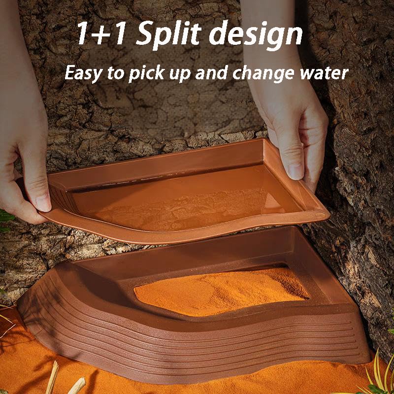 3PCS Tortoise Water Bowls with Ramp Leaf Tortoise Food Dish Reptile Food Water Bowls Reptile Bathing Pool Aquarium Ornament for Gecko, Snake, Turtle, Bearded Dragon, Lizard Small - Image 2
