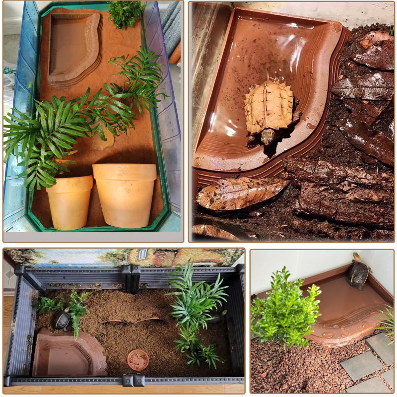 3PCS Tortoise Water Bowls with Ramp Leaf Tortoise Food Dish Reptile Food Water Bowls Reptile Bathing Pool Aquarium Ornament for Gecko, Snake, Turtle, Bearded Dragon, Lizard Small - Image 4