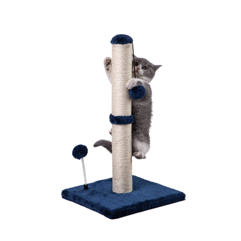 MECOOL Cat Scratching Post Premium Basics Kitten Scratcher Sisal Scratch Posts with Hanging Ball 22 in for Kittens or Smaller Cats, Navy - Image 1
