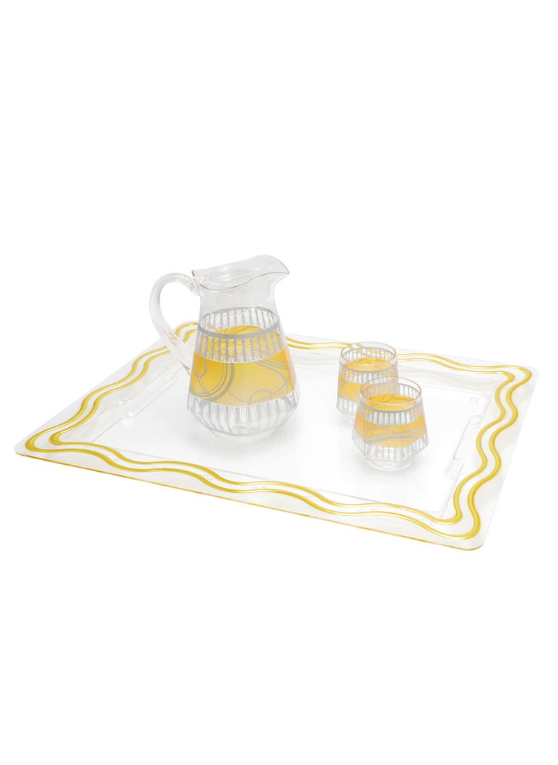 Life Smile - Acrylic Tray, Clear Tray, Acrylic Serving Tray with Handles for Ottoman, Coffee, Appetizer, Breakfast (Clear) - Image 1