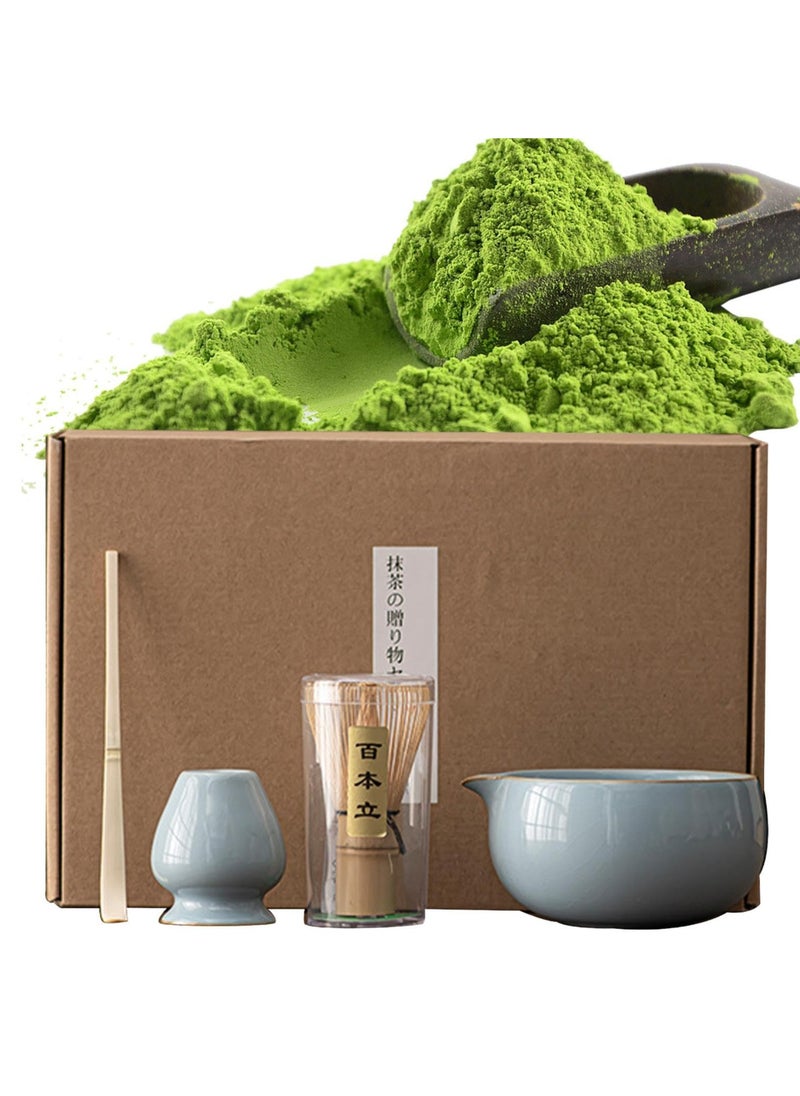 Dominy Matcha Set - Match Bowl and Whisk,15 OZ, Matcha Scoop Matcha Whisk Stand (Chasen Holder) - 4pc Perfect Matcha Kit for Matcha Tea Ceremony(Light Blue)  - Image 1