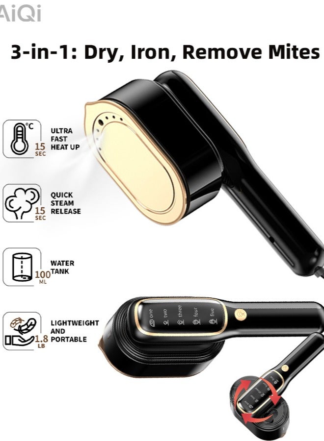 آي كي مكواة بخار يدوية 3 في 1 | تسخين سريع | كوي عمودي وأفقي | محمولة للسفر وإزالة التجاعيد مع تجفيف ومكافحة العث - Image 1