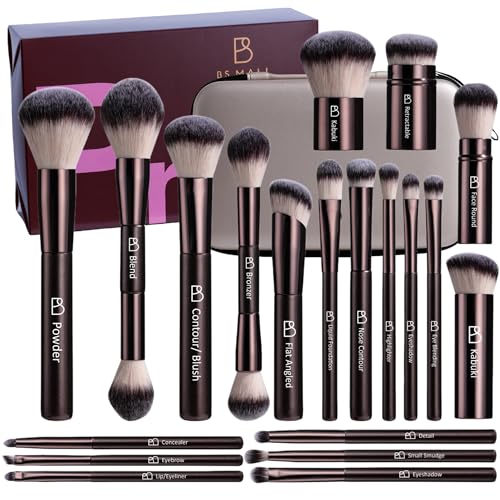 BS Mall Professional Makeup Brush Set BSMALL with Travel Case 20PCS Synthetic Makeup Brushes for Foundation Conce aler Blush Powder Eyeshadow Labeled Face Eye Brushes for Beginners Makeup Artists - Image 1