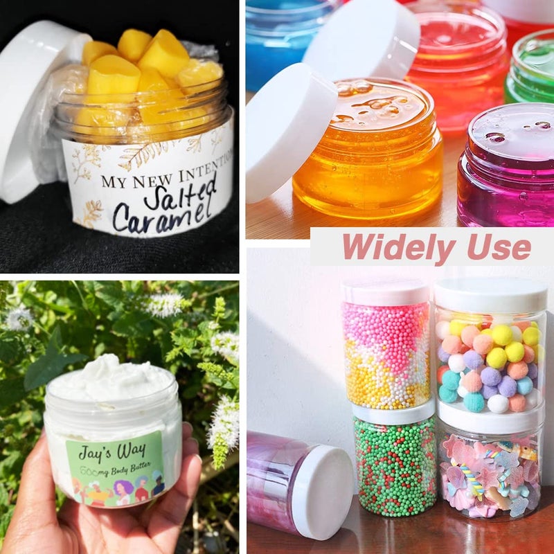 AMORIX 4OZ Slime Containers with Lids + 20 Gram Round Samples Jars (Set of 24)- Empty Small Plastic Containers with Lids for Lip Scrub, Body Butters, Cream, Slime, Craft Storage - Image 5