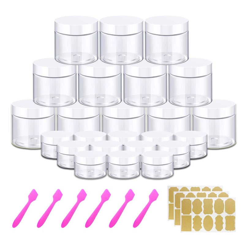 AMORIX 4OZ Slime Containers with Lids + 20 Gram Round Samples Jars (Set of 24)- Empty Small Plastic Containers with Lids for Lip Scrub, Body Butters, Cream, Slime, Craft Storage - Image 1