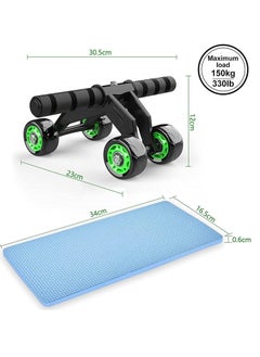 Spall Plastic 4 AB Wheel Roller - Abdominal Fitness Trainer and Stomach Exercise Machine - Workout System - with Knee Protection Pad - Abdomen Muscle Training  - Image 2