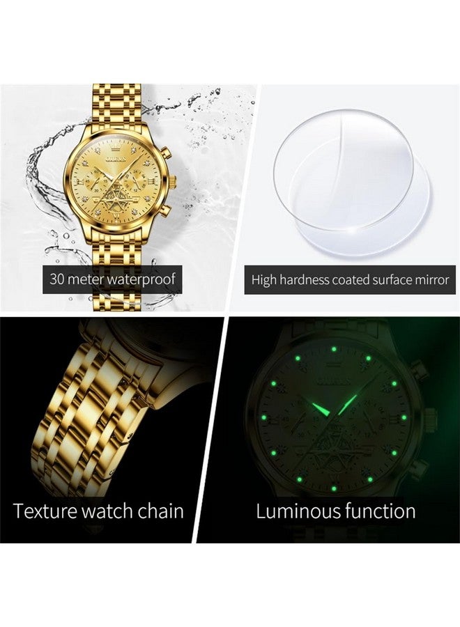 OLEVS Gold Watches for Women Chronograph Luxury Diamond Dress Analog Quartz Wrist Watches Stainless Steel Waterproof Luminous Ladies Watch - Image 5