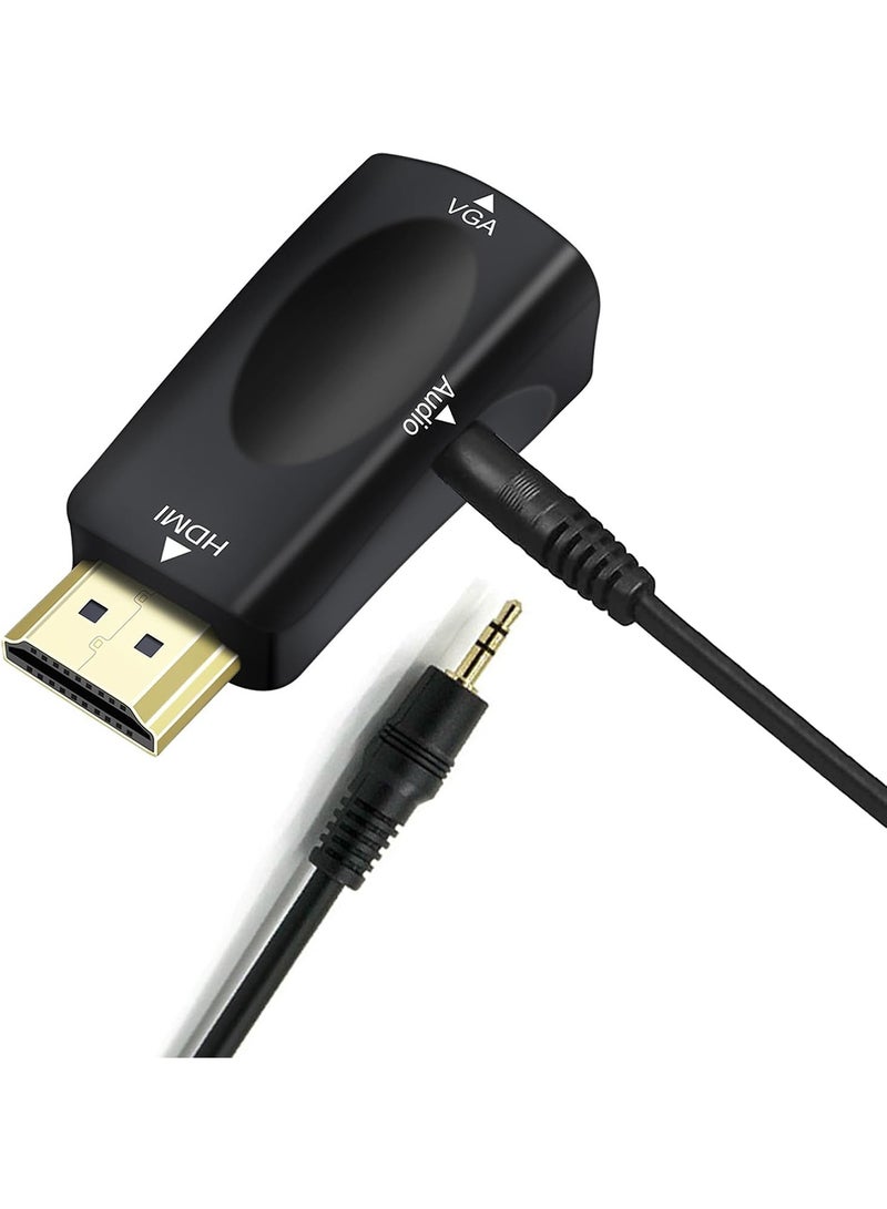 HDMI to VGA Adapter with Audio 3.5mm Jack 1080P HDMI Male to VGA Female Converter Compatible with Laptop PC Desktop Computer Projector Monitor HDTV and More - Image 1