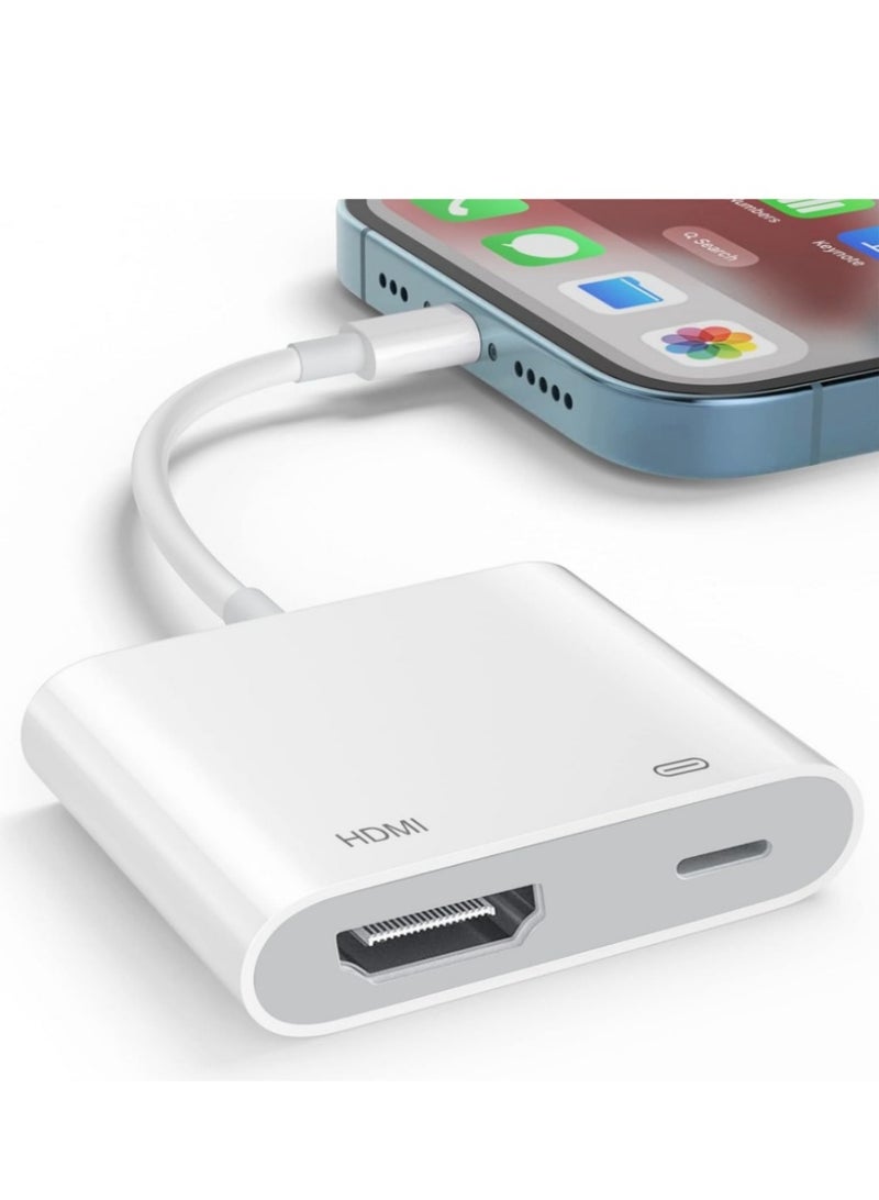 HDMI Adapter for iPhone iPad, 1080P HDMI Adapter for iPhone to TV Sync Screen Video  Audio Digital AV Converter with Charging for iPhone, iPad, iPod on HDTV/Projector/Monitor, Plug  Play - Image 1