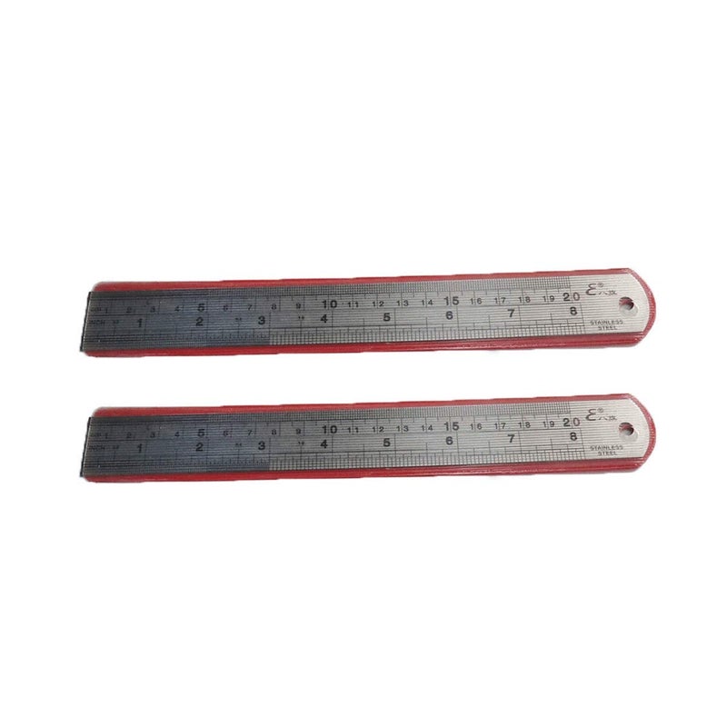 XMHF 2 Pcs 8 inch 20 cm Stainless Steel Ruler Metal Ruler with Conversion Table
