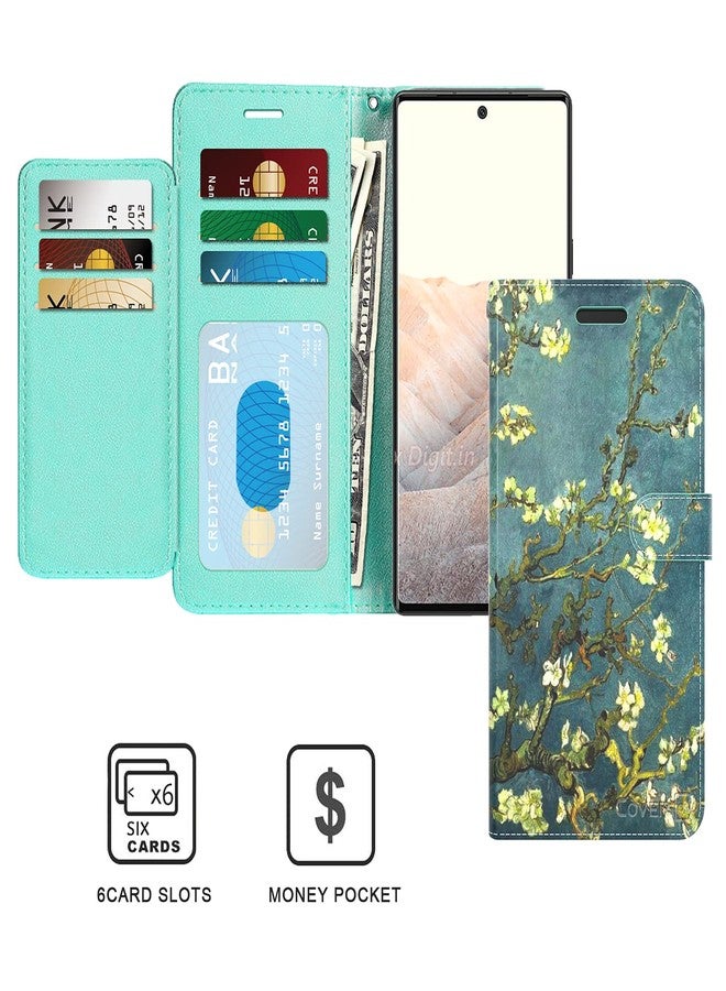 كفر أون جراب محفظة CoverON مصمم خصيصًا لهاتف Google Pixel 6 Pro، غطاء هاتف من الجلد الصناعي PU مزود بخاصية حجب RFID وحامل قابل للطي - لون زهر اللوز - Image 3