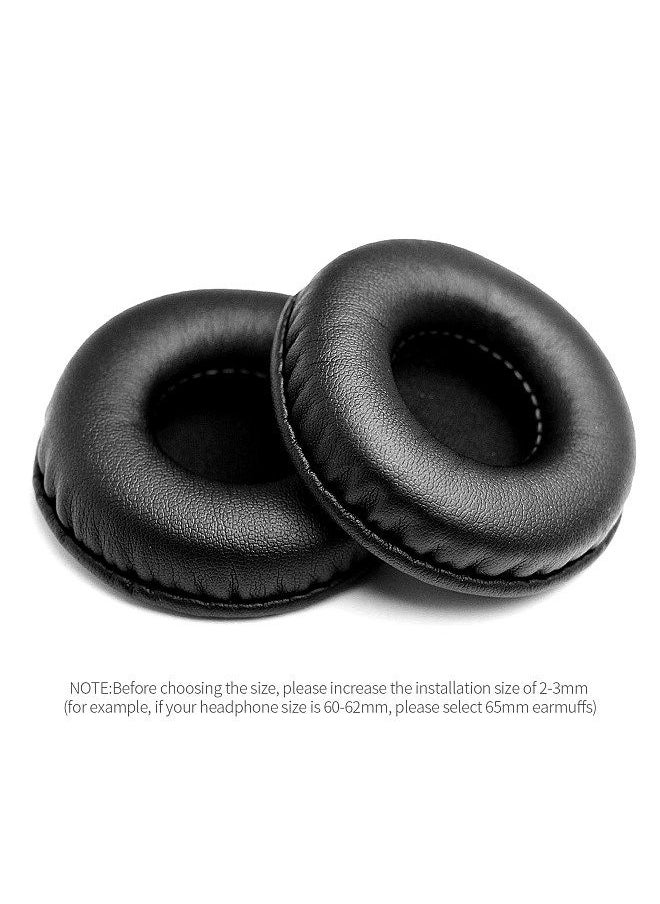 Generic - Replacement Ear Pads PU Leather Ear Cushions Replacement for SONY/Pioneer/Sennheiser/Motorola/Razer/Panasonic/RAPOO Headphone Ear Pads 90mm Black - Image 1