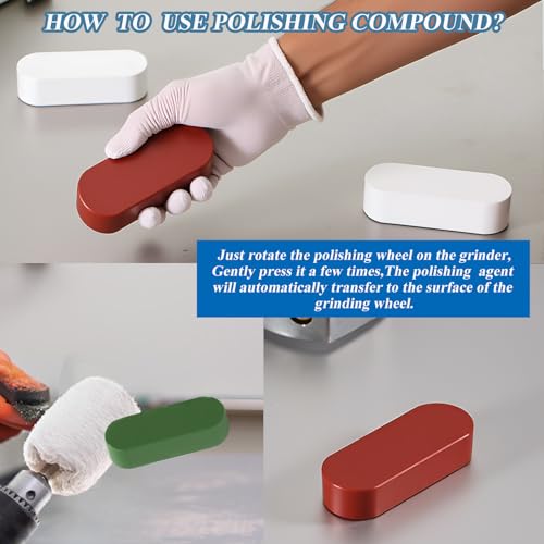 Sunxeke Metal Buffing Polishing Compound Kit,Buffing Wheel Compound Including White Diamond,Red Rouge, General Green(3 Pack, 3.5 Oz) - Image 5