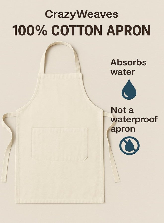 CRAZYWEAVES Set of 2 Cotton Apron for Kitchen-Adjustable Belt-Unisex Apron with Utility Pocket-Cooking Kitchen Apron-Free Size - Image 3