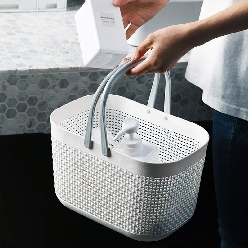 UUJOLY Plastic Organizer Storage Baskets with Handles, Shower Caddy Bins Organizer for Bathroom and kitchen（White） - Image 4