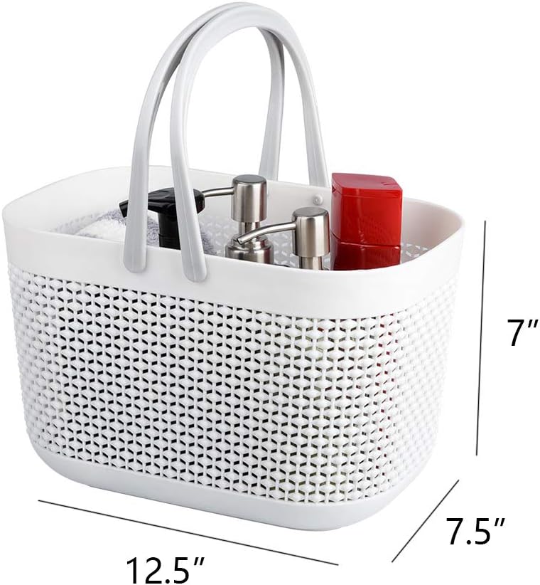 UUJOLY Plastic Organizer Storage Baskets with Handles, Shower Caddy Bins Organizer for Bathroom and kitchen（White） - Image 5
