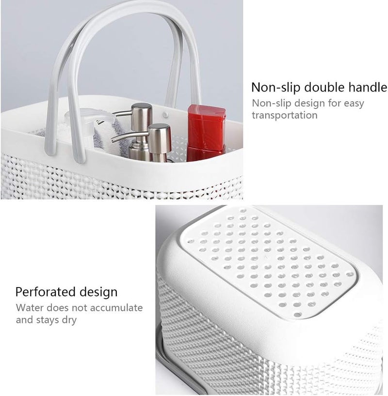 UUJOLY Plastic Organizer Storage Baskets with Handles, Shower Caddy Bins Organizer for Bathroom and kitchen（White） - Image 2
