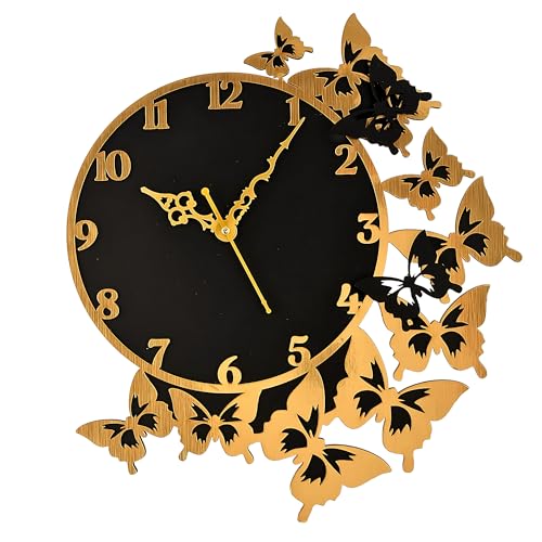 Nozvera Wooden Wall Clock for Home Decor | Big Size Stylish & Fancy Wall Clock for Bedroom, Living Room, Office | Butterfly Wall Clock for Home, Modern Wooden Clock Wall (40cm * 40cm) - Image 1