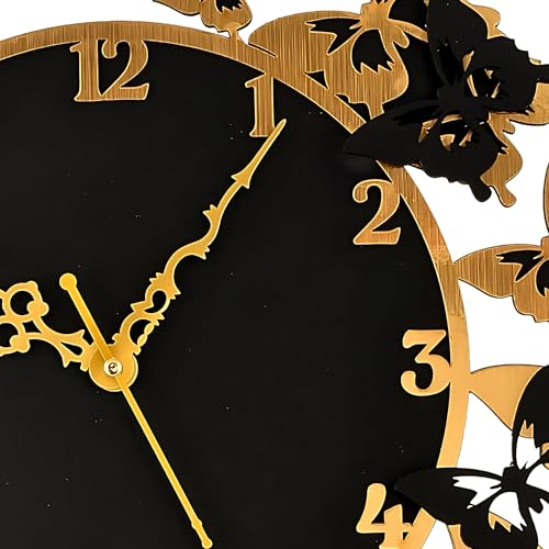 Nozvera Wooden Wall Clock for Home Decor | Big Size Stylish & Fancy Wall Clock for Bedroom, Living Room, Office | Butterfly Wall Clock for Home, Modern Wooden Clock Wall (40cm * 40cm) - Image 3