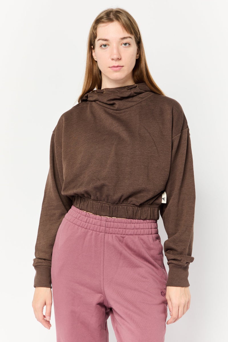 Adidas Women Sportswear Fit Outdoor Hoodie, Brown - Image 1