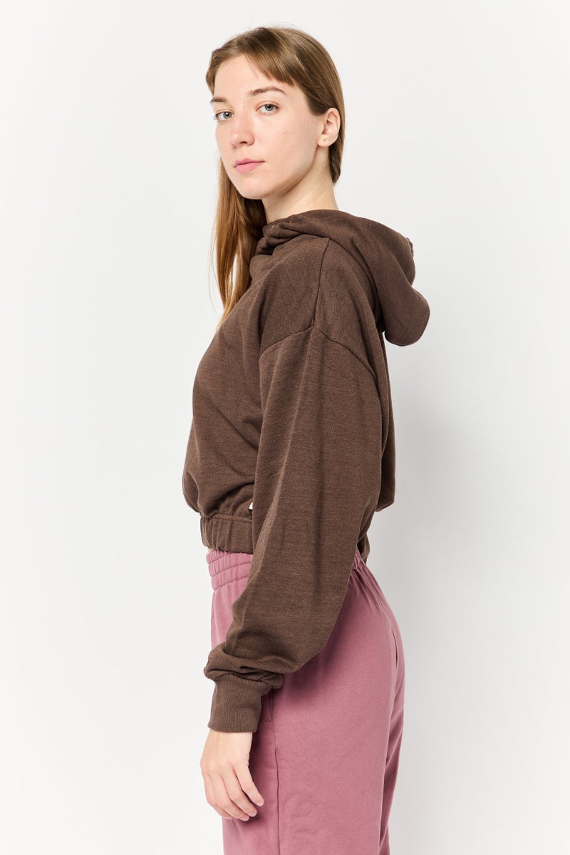 Adidas Women Sportswear Fit Outdoor Hoodie, Brown - Image 4