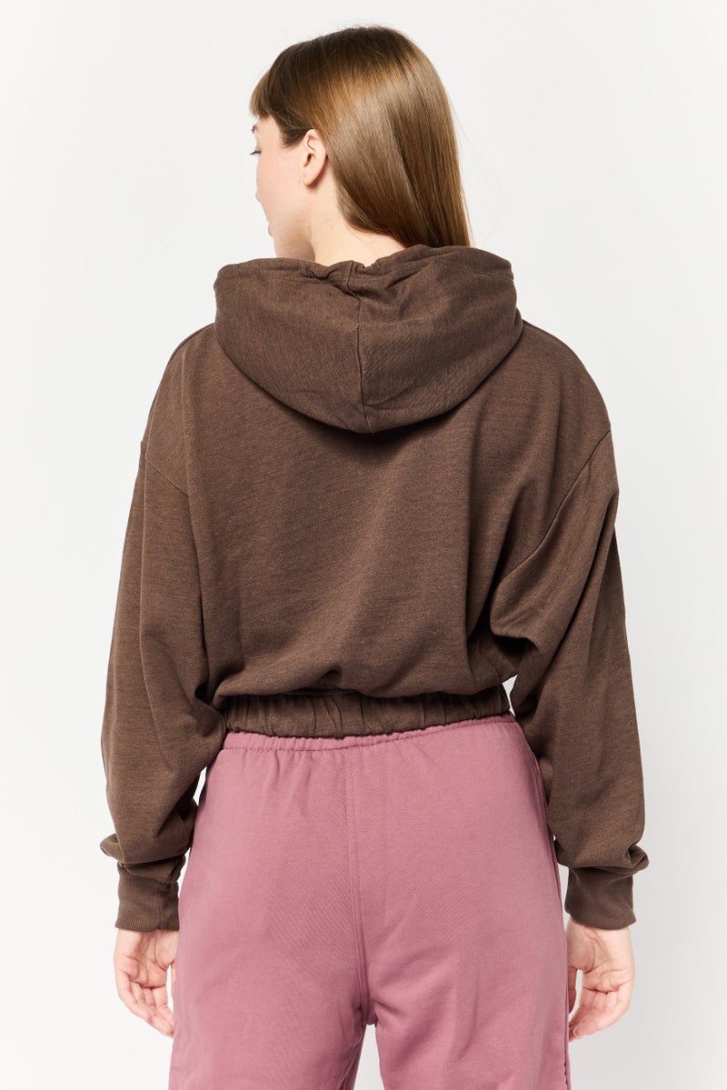 Adidas Women Sportswear Fit Outdoor Hoodie, Brown - Image 3